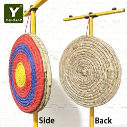 Y-U-O-U-Y Straw Target, handwoven from natural straw, ideal for beginners. Quickly installs on grass or shooting ranges.