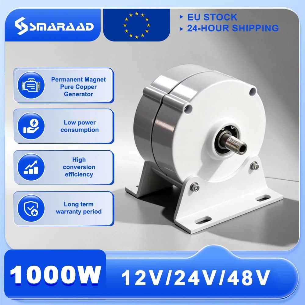 Poland Delivery 1000W Gearless Permanent Magnet Generator Turbine Low-Speed 12V 24V For Water And Wind Power Household
