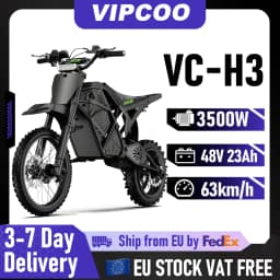 Electric Dirt Bike Vipcoo H3 3500W 48V 23Ah Electric Motorcycle Fat Tire Nitrogen Suspension E Dirt Bike for Teens and Adults