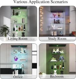 Rosahqnda Glass Display Cabinet Standing Display Cabinet 163.5cm Transparent Furniture Figure Glass Display Case Living Room Bar