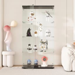 Rosahqnda Glass Display Cabinet Standing Display Cabinet 163.5cm Transparent Furniture Figure Glass Display Case Living Room Bar