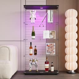 Rosahqnda Glass Display Cabinet Standing Display Cabinet 163.5cm Transparent Furniture Figure Glass Display Case Living Room Bar