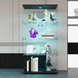 Rosahqnda Glass Display Cabinet Standing Display Cabinet 163.5cm Transparent Furniture Figure Glass Display Case Living Room Bar