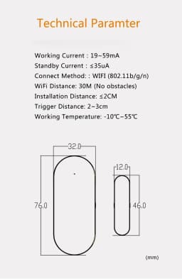 PGST Tuya WiFi Smart Door Window Sensor Wireless Security Alarm System Real-Time Alerts Smart Life App Control for Home Safety