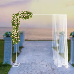 Wedding Backdrop Stand 2.4*2.4m 11Lbs Load Iron Backdrop Frame Adjustable Wedding Background Stand for Party Event