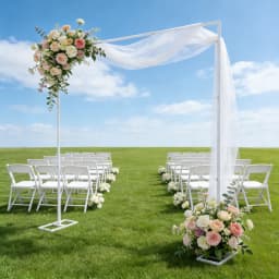 Wedding Backdrop Stand 2.4*2.4m 11Lbs Load Iron Backdrop Frame Adjustable Wedding Background Stand for Party Event
