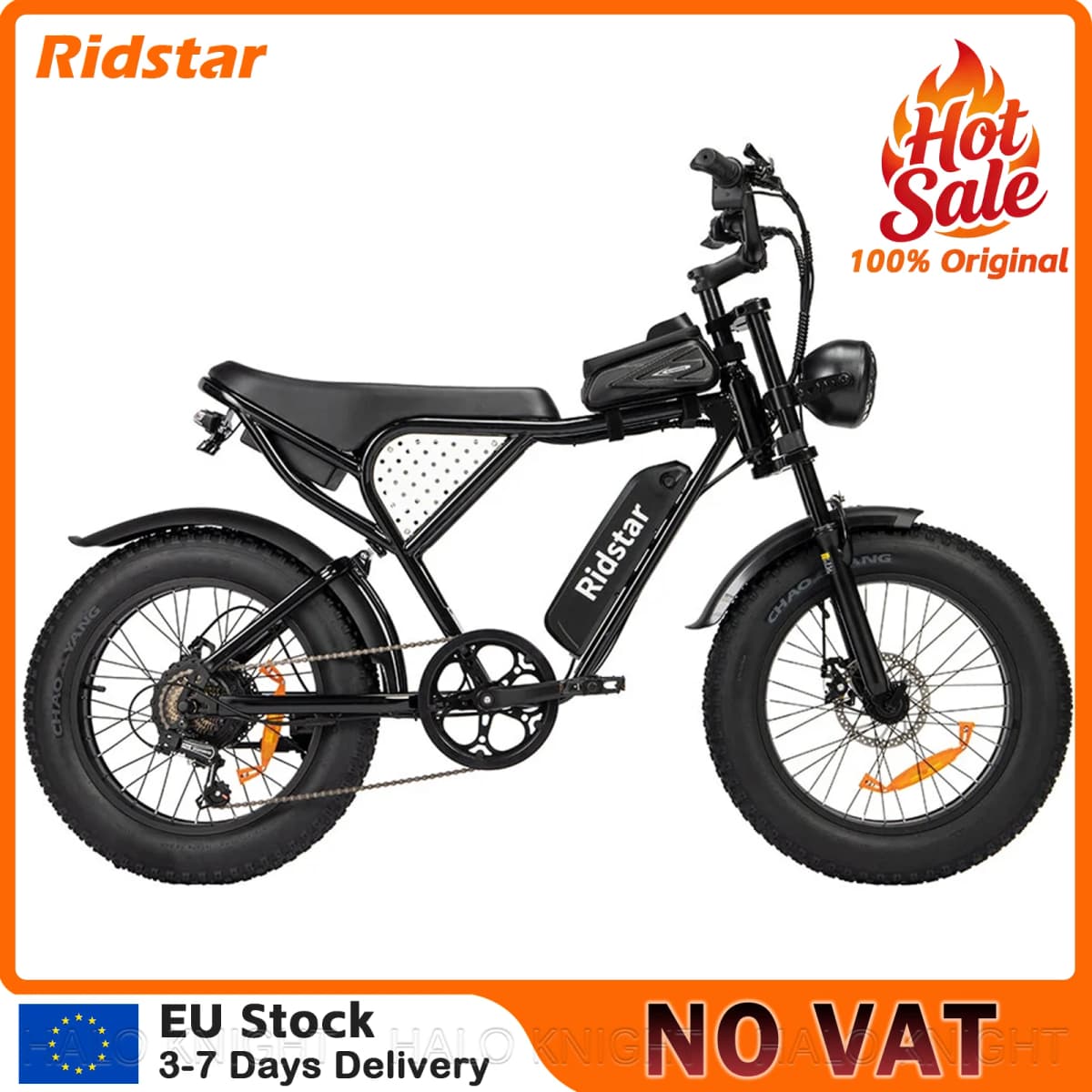 Ridstar Q20 48V 1000W 15Ah Electric Bike Adult Fat Tire E Bike 60KM Electric Bicycle 20 Inch Moped-Styled Ebike 45KM/H Motorbike