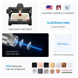 LONGER RAY5 Mini 2.5W Laser Engraver, 0.04mm Precision, 12,000 mm/min Speed, for Wood/ Acrylic/ Leather/ Metal, 130*140mm