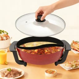 Household Hot Pot Electric Hotpot 1360W 6L Multi-function Cooking Pot with 5 Temperature Levels for Family Gathering