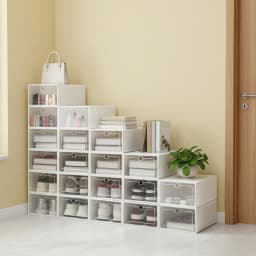 Clear Shoe Box 20/24 Stackable Plastic Shoe Organizer Storage Boxes with Hinged Lid for Sneakers Closet Organization Decor