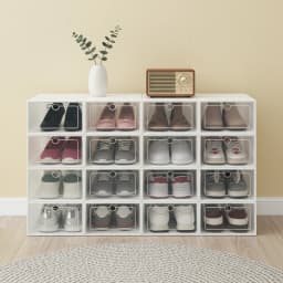Clear Shoe Box 20/24 Stackable Plastic Shoe Organizer Storage Boxes with Hinged Lid for Sneakers Closet Organization Decor