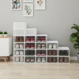 Clear Shoe Box 20/24 Stackable Plastic Shoe Organizer Storage Boxes with Hinged Lid for Sneakers Closet Organization Decor
