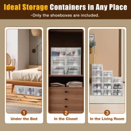 Clear Shoe Box 20/24 Stackable Plastic Shoe Organizer Storage Boxes with Hinged Lid for Sneakers Closet Organization Decor