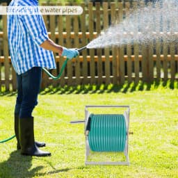 Professional Stainless Steel Hose Reel - Wall Mount/Freestanding Garden Hose Storage (164ft Capacity)