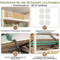 Children Bunk Bed with Staircase Storage 90x200cm Double Bed Safety Lattice No Mattress Included