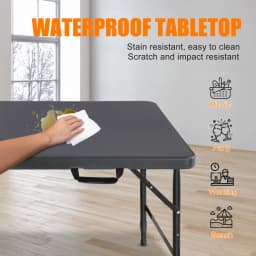 Heavy Duty 125cm Folding Table Adjustable Height 135KG Weight Capacity for Garden Camping Picnic Outdoor