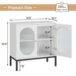 Freestanding Sideboard Cabinet with 2-Door Fluted Glass Doors Storage Cabinet with Adjustable Shelf for Living Room Dining Room