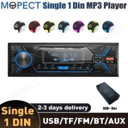 MOPECT DAB+ Single 1 DIN Car Radio Bluetooth Stereo MP3 Player 2USB/TF/FM/AUX Head Unit MP3 Player In-dash Remote Control Non CD