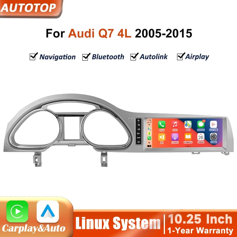 10.25 Inch Linux Wireless CarPlay Andorid Auto Car Radio For Audi Q7 4L 2005-2015 MMI 2G 3G GPS Navigation Stereo BT Autoradio