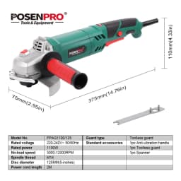 1100W 125mm Electric Angle Grinder 6 Speed Control Variable Speed Toolless Guard Cutting Grinding Metal Stone Power Tools