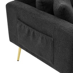 Sofa Bed, Adjustable Angle, with Golden Legs, with Pillows and Side Storage Pockets,Durable Stable Wooden Frame, 175 x 64 x 72cm