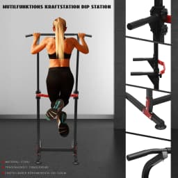 Multifunctional Dipstation Pull Up Power Station with Clamping Rod Training Dip Stands 150kg Load Capacity for Office/Gym