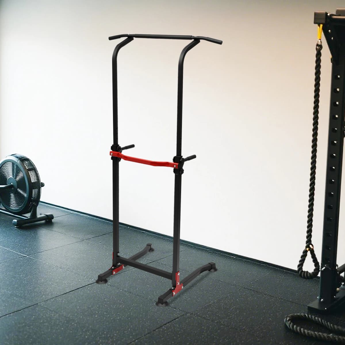 Multifunctional Dipstation Pull Up Power Station with Clamping Rod Training Dip Stands 150kg Load Capacity for Office/Gym