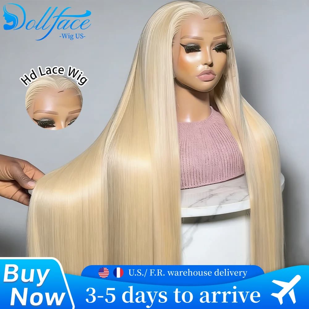 30 32 Inch 200% Density 613 Hd Lace Frontal Wig 13x6 13x4 Blonde Lace Front Wig Brazilian Straight Human Hair Wig Pre Plucked