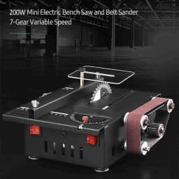Portable Mini Bench Saw Belt Sander 200W Variable Speed Circular Table Saw 30mm Cutting Depth Benchtop Sanding Machine