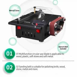 Portable Mini Bench Saw Belt Sander 200W Variable Speed Circular Table Saw 30mm Cutting Depth Benchtop Sanding Machine