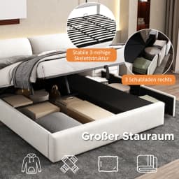 180x200cm Upholstered Hydraulic Bed with Storage Drawers Slate Grate Headboard No Mattress