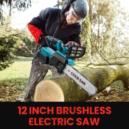 12-Inch Brushless Cordless Chainsaw, 0-8000RPM, Compatible with Makita 18V Battery,30cm Cutting Capacity for Wood & Tree Pruning