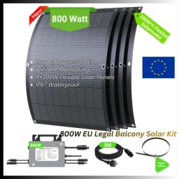 800W Balcony Solar System Kit with Micro Inverter, 4×200W Flexible Solar Panels, Plug & Play, WiFi APP Monitoring