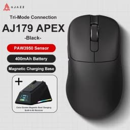 Ajazz AJ179 APEX Wireless Gaming Mouse with Color Screen Base, Bluetooth, PAW3395, 400mAh Battery, 8000Hz Refresh Rate