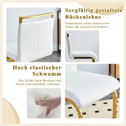 Nordic Bar Stools Set of 2 High Quality White Synthetic Leather Gold Metal Legs 96.5cm Kitchen Stool
