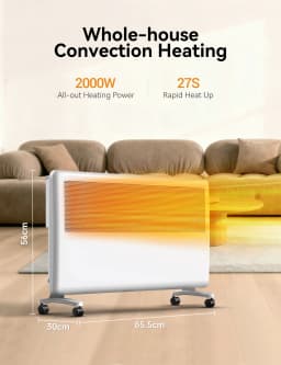 2000W Smart Convector Heater, 2-in-1 Wall-Mounted Heater, LED Control, 3 Modes, 24H Timer, For Living & Bedrooms, White