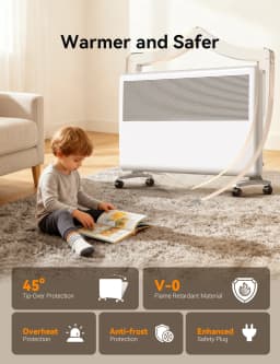 2000W Smart Convector Heater, 2-in-1 Wall-Mounted Heater, LED Control, 3 Modes, 24H Timer, For Living & Bedrooms, White