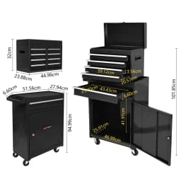 5 Drawers Garage Tool Box Heavy Duty with Rolls Removable Top and Adjustable Shelves for Workshop Tools Storage