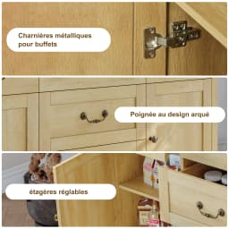 Kitchen Sideboard with 3 Drawers and 2 Barn Doors, Wooden Storage Cabinet, Rustic Coffee Bar Buffet with Adjustable Shelves, Buffet for Kitchen, Dining Room