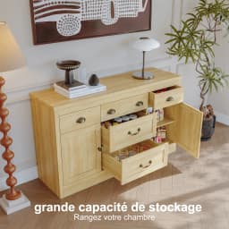 Kitchen Sideboard with 3 Drawers and 2 Barn Doors, Wooden Storage Cabinet, Rustic Coffee Bar Buffet with Adjustable Shelves, Buffet for Kitchen, Dining Room