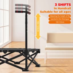 Heavy-Duty 106cm Indoor Fitness Trampoline for Adults/Kids, 150kg Capacity with Adjustable Handle & Safety Pad, Quiet Rubber