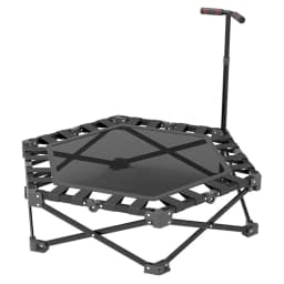 Heavy-Duty 106cm Indoor Fitness Trampoline for Adults/Kids, 150kg Capacity with Adjustable Handle & Safety Pad, Quiet Rubber