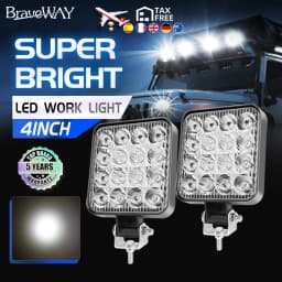 Braveway 4PCS 4" LED Work Light 12V 48W 20000LM Mini Fog Lamp Off Road Spotlight for Truck 4X4 Car SUV ATV Barra LED Headlights