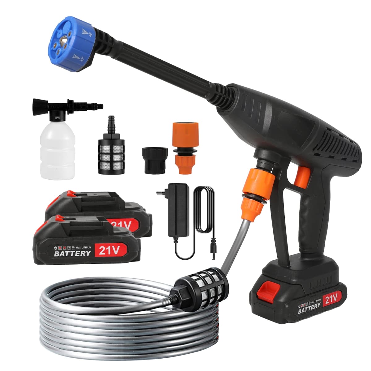 30BAR High Pressure Washer Gun, 7-in-1 Cordless for Makita 18V Battery, Multi-Nozzle for Car Wash & Garden