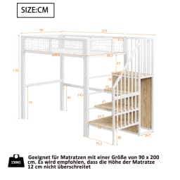 Space-Saving Kids Bedroom Furniture Set Wardrobe Sturdy Iron Frame Crib 90*200 High Bed Multifunctional Storage Rack Organizer