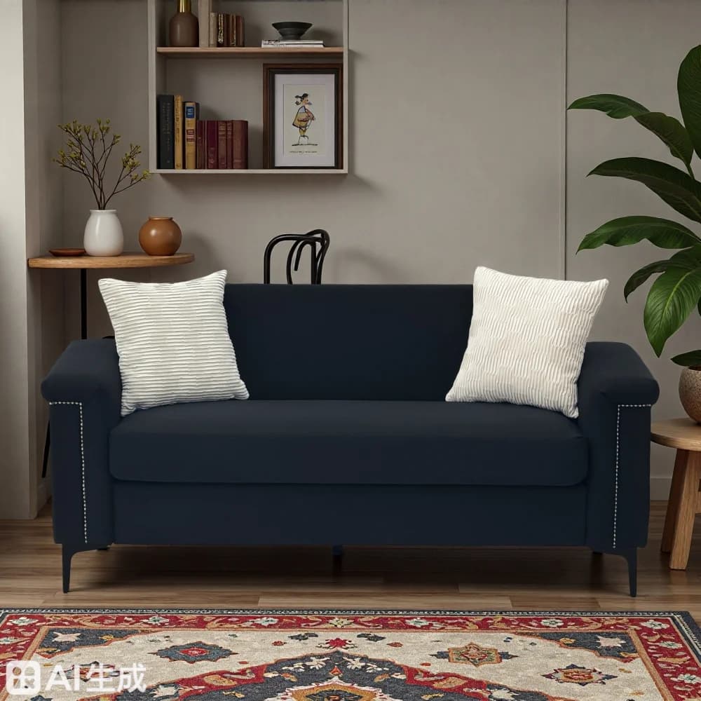 Modern Space-Saving 3-Seater Sofa with Soft Fabric Cover and Sturdy Metal Legs Perfect for Compact Living Rooms