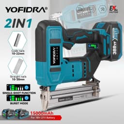 YOFIDRA Brushless 30mm Electric Nail Gun 2in1 Nailer/Stapler Gun Cordless Framing Nailer Tacker Tool For Makita 18V Battery Pins