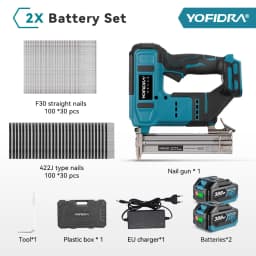 YOFIDRA Brushless 30mm Electric Nail Gun 2in1 Nailer/Stapler Gun Cordless Framing Nailer Tacker Tool For Makita 18V Battery Pins