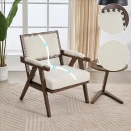 Mid-Century Modern Lounge Chair Fabric Upholstered Wooden Frame Single Sofa with Armrests for Home Office Living Room