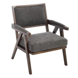 Mid-Century Modern Lounge Chair Fabric Upholstered Wooden Frame Single Sofa with Armrests for Home Office Living Room